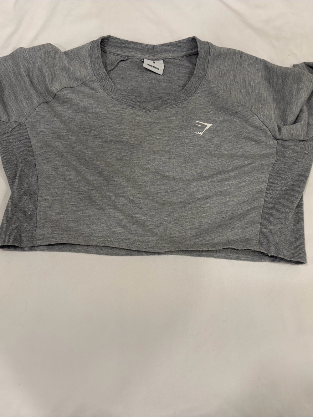Gymshark Heather Grey Cropped Crew Neck Top Women’s Medium
